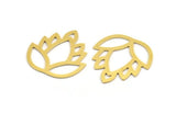 Brass Flower Charm, 8 Raw Brass Lotus Flower Charms, Findings (28x27x0.60mm) A5086
