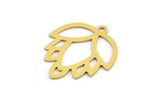 Brass Flower Charm, 12 Raw Brass Lotus Flower Charms With 1 Loop, Findings (22x19x0.60mm) A5120