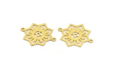 Brass Octagon Charm, 12 Raw Brass Octagon Patterned Connectors With 2 Loops, Earrings, Pendants, Charms Findings (24x20x0.60mm) A5130