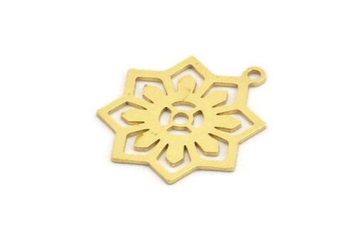 Brass Octagon Charm, 12 Raw Brass Octagon Patterned Charms With 1 Loop, Earrings, Pendants, Findings (22x19x0.60mm) A5129