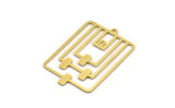 Brass Rectangle Charm, 8 Raw Brass Rectangle Charms With 1 Loop, Earrings, Pendants, Findings (37x25x0.60mm) A5090