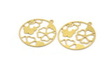 Brass Leaf Charms, 8 Raw Brass Clover Shaped Charms With 1 Loop (30x27x0.60mm) A5136