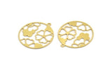Brass Leaf Charms, 8 Raw Brass Clover Shaped Charms With 1 Loop (30x27x0.60mm) A5136