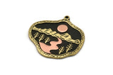 Brass Irregular Charm, Raw Brass And Copper Landscape Patterned Irregular Shape Charm With 1 Loop (36x36x1.5mm) N2163