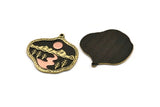 Brass Irregular Charm, Raw Brass And Copper Landscape Patterned Irregular Shape Charm With 1 Loop (36x36x1.5mm) N2163