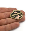 Brass Irregular Charm, Raw Brass And Copper Landscape Patterned Irregular Shape Charm With 1 Loop (36x36x1.5mm) N2163