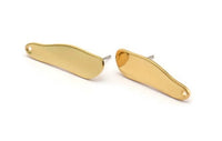 Gold Irregular Earring, 2 Gold Plated Brass Irregular Shape Stud Earrings With 1 Hole, Findings (26x8x1mm) D0656 A1286 H0620