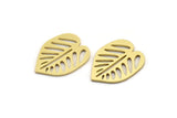 Brass Leaf Charm, 10 Raw Brass Leaf Shaped Charms, Findings (22x17x1mm) A4603