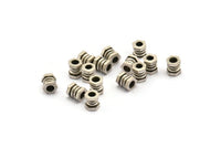 Silver Tube, 8 Antique Silver Plated Brass Industrial Tubes, Spacer Beads, Findings (7x6mm) D0144