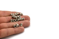 Silver Tube, 8 Antique Silver Plated Brass Industrial Tubes, Spacer Beads, Findings (7x6mm) D0144