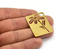 Brass Flower Charm, 2 Raw Brass Flower Shaped Charms With 1 Loop, Findings (39x28x0.60mm) A5089