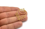 Brass Crescent Charm, 8 Raw Brass Drops And Crescent Moon Patterned Charms With 1 Loop, Findings (46x28x0.60mm) A5045