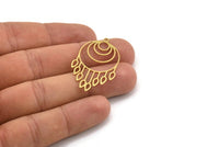 Brass Crescent Charm, 12 Raw Brass Drops And Crescent Moon Patterned Charms With 1 Loop, Findings (39x24x0.60mm) A5044