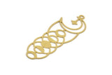 Brass Moon Charm, 8 Raw Brass Crescent Moon Charms With 1 Loop (53x20x0.60mm) A5112