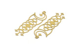 Brass Moon Charm, 6 Raw Brass Crescent Moon Charms With 1 Loop (60x20x0.60mm) A5109