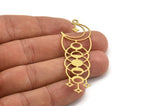 Brass Moon Charm, 6 Raw Brass Crescent Moon Charms With 1 Loop (60x20x0.60mm) A5109
