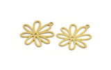 Brass Flower Charm, 12 Raw Brass Flower Shaped Charms With 1 Loop, Findings (24x22x0.60mm) A5119