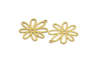 Brass Flower Charm, 12 Raw Brass Flower Shaped Charms With 1 Loop, Findings (24x22x0.60mm) A5119