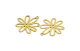 Brass Flower Charm, 12 Raw Brass Flower Shaped Charms With 1 Loop, Findings (24x22x0.60mm) A5119