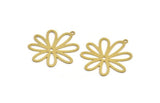 Brass Flower Charm, 6 Raw Brass Flower Shaped Charms With 1 Loop, Findings (34x32x0.60mm) A5132