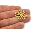 Brass Flower Charm, 6 Raw Brass Flower Shaped Charms With 1 Loop, Findings (34x32x0.60mm) A5132