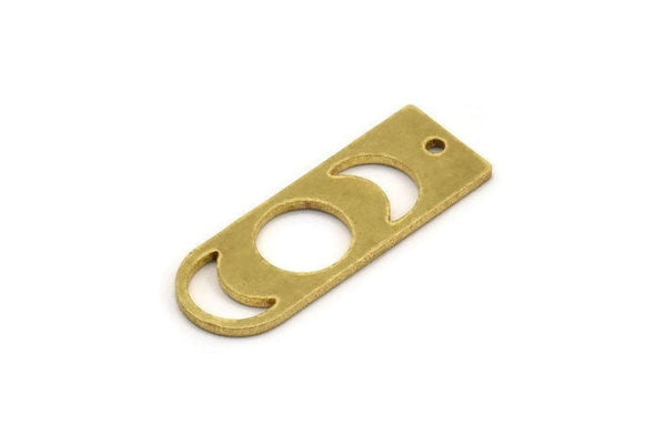 Brass D Shaped Charm, 12 Raw Brass D Shaped And Crescent Moon Charms With 1 Hole, Earrings, Findings (26x9x1mm) A5088