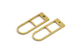 Brass D Shaped Charm, 12 Raw Brass D Shaped Charms With 1 Hole, Earrings, Findings (26x9x1mm) A5107