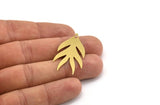 Brass Leaf Charm, 6 Raw Brass Leaf Charms With 1 Hole, Charm Pendants (38x21x0.60mm) A5064