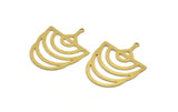 Brass D Shaped Charm, 6 Raw Brass D Shaped Charms With 1 Loop, Earrings, Findings (37x30x0.60mm) A5092
