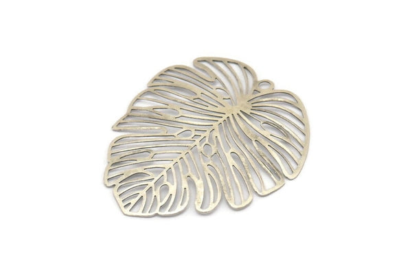 Monstera Charm, 2 Antik Gümüş Kaplama Pirinç Monstera Yaprak Charm, 1 Halka, Kolye Uçları, Küpeler, Bulgular (49x44x0,40 mm) D0618 H0643