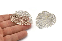 Monstera Charm, 2 Antik Gümüş Kaplama Pirinç Monstera Yaprak Charm, 1 Halka, Kolye Uçları, Küpeler, Bulgular (49x44x0,40 mm) D0618 H0643