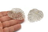 Monstera Charm, 2 Antik Gümüş Kaplama Pirinç Monstera Yaprak Charm, 1 Halka, Kolye Uçları, Küpeler, Bulgular (49x44x0,40 mm) D0618 H0643