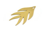Brass Leaf Charm, 6 Raw Brass Leaf Charms With 1 Hole, Charm Pendants (38x21x0.60mm) A5064