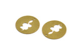Brass Round Charm, 6 Raw Brass Snake Patterned Round Shaped Charms With 1 Hole (23x0.80mm) A5025