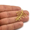 Brass Leaf Charm, 8 Raw Brass Leaf Charms With 1 Loop, Charm Pendants (42x30x0.60mm) A5115