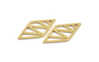 Brass Diamond Charm, 24 Raw Brass Diamond Charms With 1 Hole (21x11x0.80mm) A5103