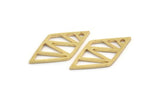 Brass Diamond Charm, 24 Raw Brass Diamond Charms With 1 Hole (21x11x0.80mm) A5103
