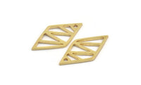Brass Diamond Charm, 24 Raw Brass Diamond Charms With 1 Hole (21x11x0.80mm) A5103