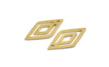 Brass Diamond Charm, 24 Raw Brass Diamond Charms With 1 Hole (21x11x0.80mm) A5106