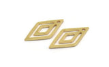 Brass Diamond Charm, 24 Raw Brass Diamond Charms With 1 Hole (21x11x0.80mm) A5106