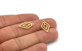 Brass Diamond Charm, 24 Raw Brass Diamond Charms With 1 Hole (21x11x0.80mm) A5106