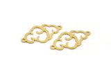 Brass Cloud Charm, 24 Raw Brass Cloud Shaped Charms With 2 Loops, Bracelet Connectors, Bracelet Parts (24x13x0.60mm) A4630