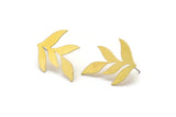 Brass Leaf Earring, 6 Raw Brass Leaf Shaped Stud Earrings, Findings (28x23x0.60mm) A4602
