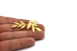 Brass Leaf Earring, 6 Raw Brass Leaf Shaped Stud Earrings, Findings (28x23x0.60mm) A4602