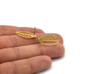 Brass Leaf Earring, 8 Raw Brass Leaf Shaped Stud Earrings, Findings (24x11.5x0.60mm) A4604