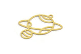 Brass Saturn Charm, 24 Raw Brass Saturn Shaped Charms With 1 Loop, Pendants, Planet Findings (26x28x0.60mm) A4643