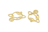 Brass Saturn Charm, 24 Raw Brass Saturn Shaped Charms With 1 Loop, Pendants, Planet Findings (26x28x0.60mm) A4643