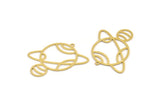 Brass Saturn Charm, 8 Raw Brass Saturn Shaped Charms With 1 Loop, Pendants, Planet Findings (36x39x0.60mm) A4639