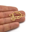 Brass Saturn Charm, 8 Raw Brass Saturn Shaped Charms With 1 Loop, Pendants, Planet Findings (36x39x0.60mm) A4639