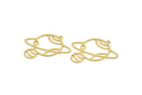 Brass Saturn Charm, 12 Raw Brass Saturn Shaped Charms With 1 Loop, Pendants, Planet Findings (30x33x0.60mm) A4640